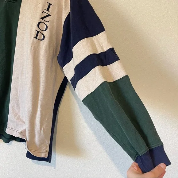 Mens Vintage Izod Sport Rugby Polo Shirt sz XL Colorblock Long Sleeve 90s 80s - Picture 8 of 13